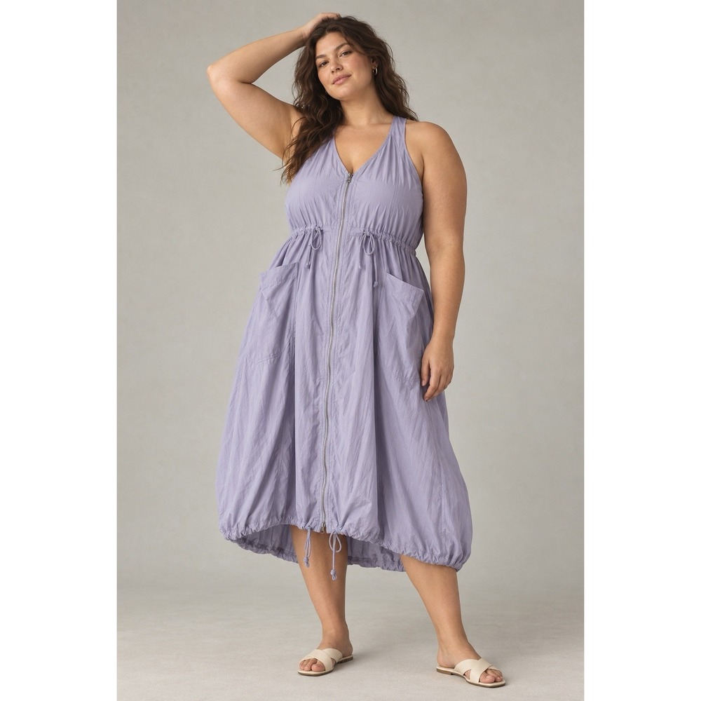 NWT Anthropologie Daily Practice Free Fall Zip Dress Purple Plus 3X